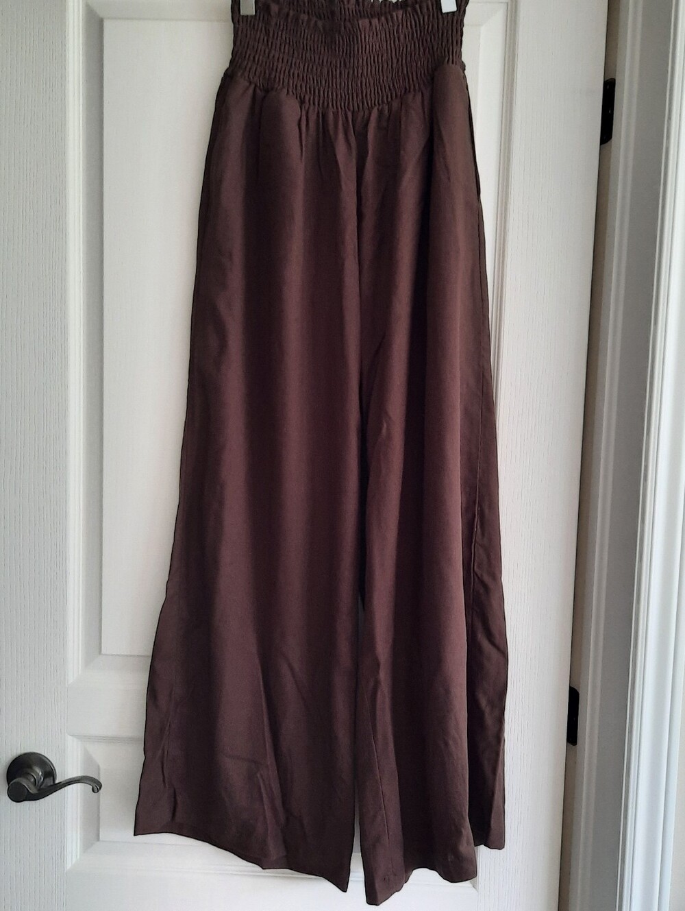 Brown Elastic Waist Large Pants